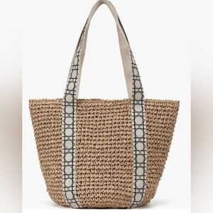 Kiss Sea Woven Straw Boho Tote NWT